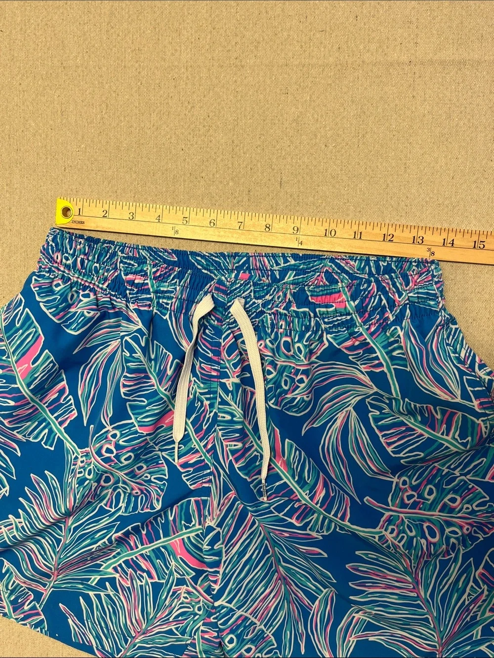 Chubbies Tropical Palm Print Swim Trunks Shorts Mens Large Blue